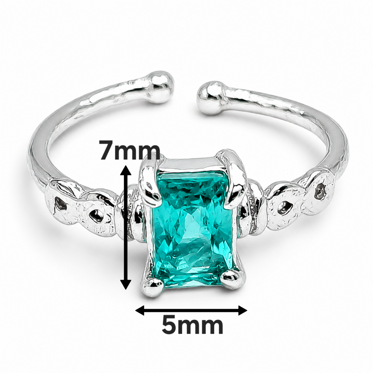 Anillo Turmalina Cuadro Plata Ley 925