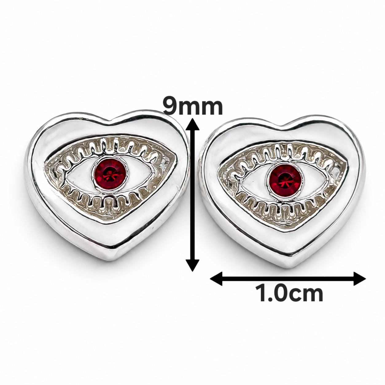 Broquel Corazon Ojo Rojo Plata Ley 925