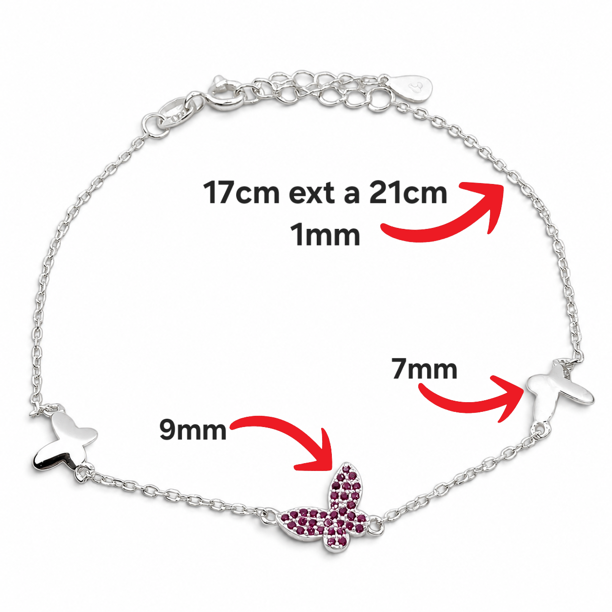 Pulsera Mariposa Fiusha Plata Ley 925