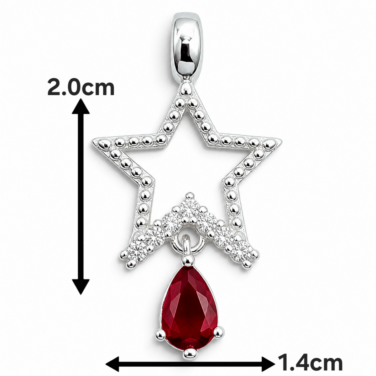 Dije Estrella Rojo Plata Ley 925