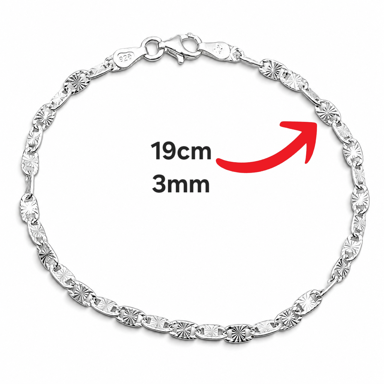 Pulsera Diamantada Plata Ley 925