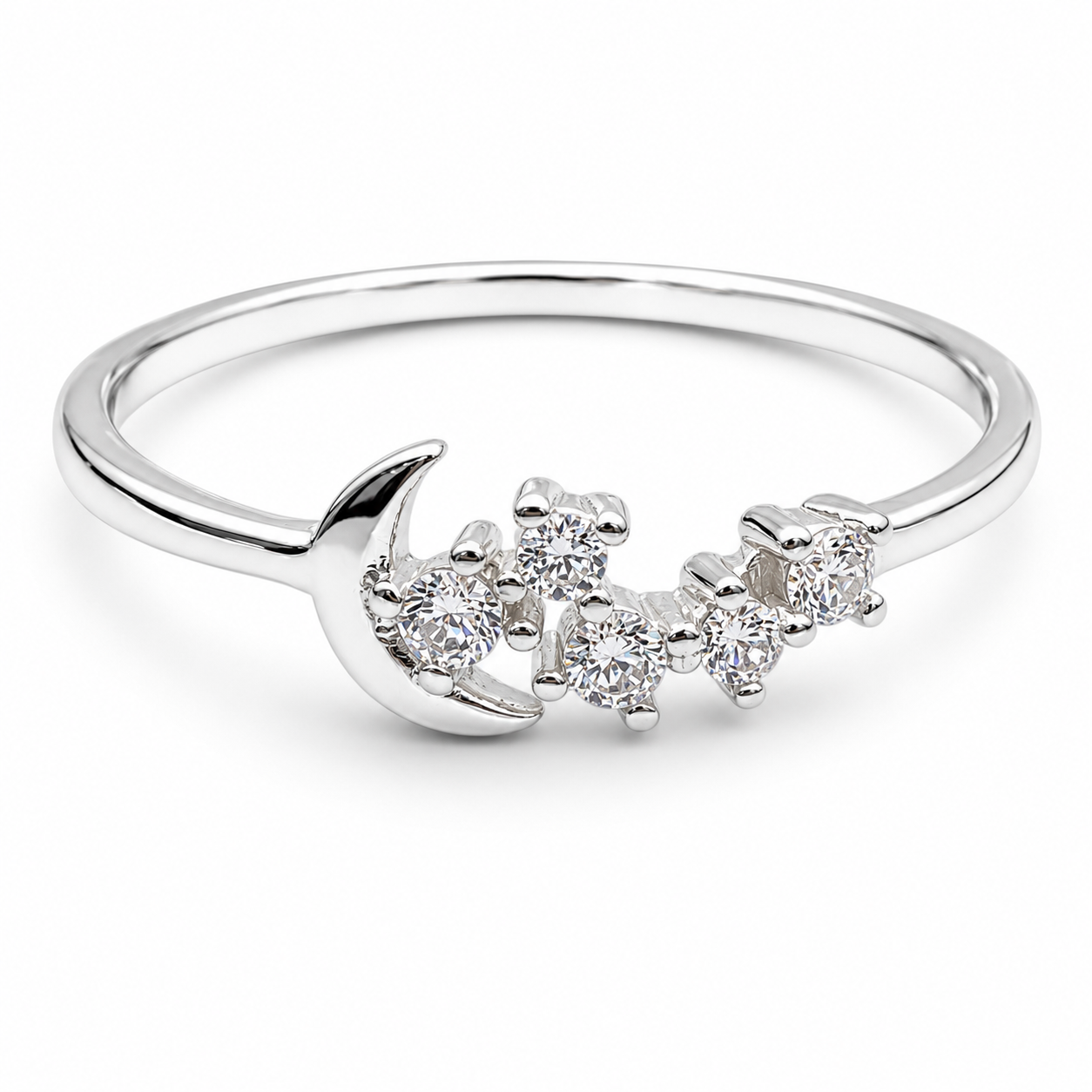 Anillo Luna Blanco Plata Ley 925