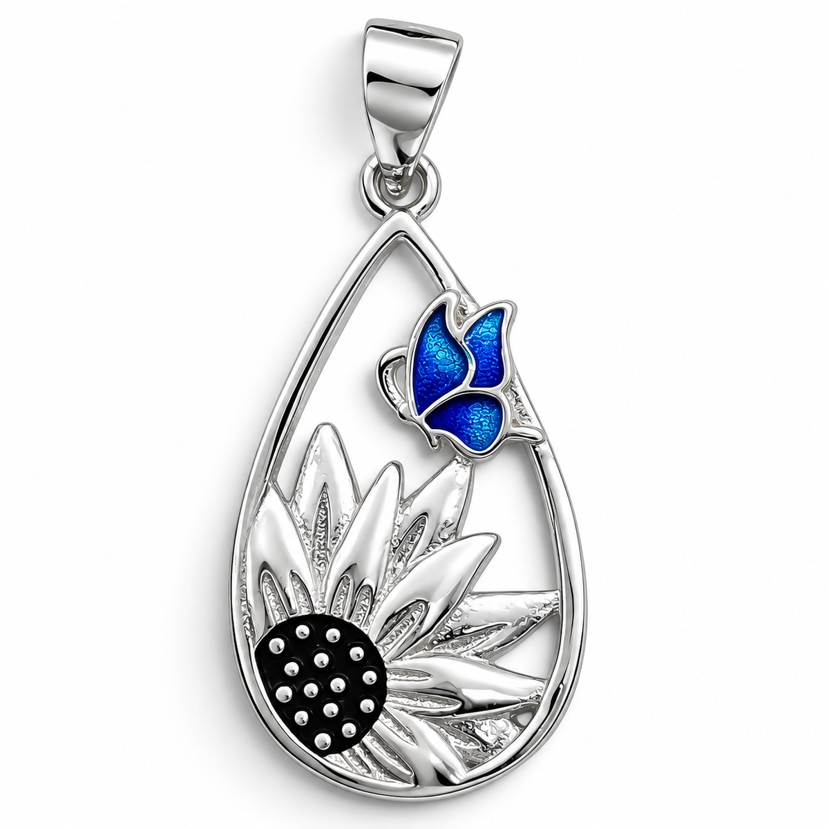 Dije Margarita Azul Plata Ley 925