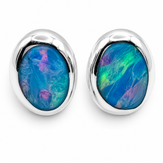 Arete Azul Cielo Plata Ley 925