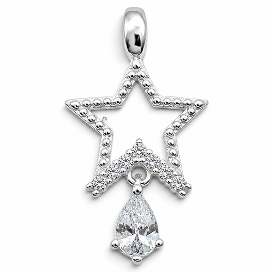 Dije Estrella Blanco Plata Ley 925