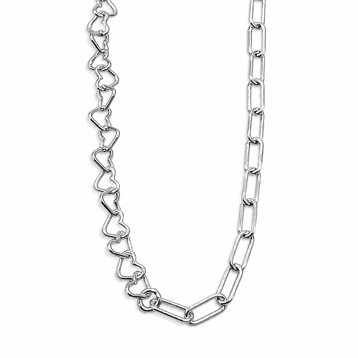Cadena Clip Corazon 3mm Plata Ley 925