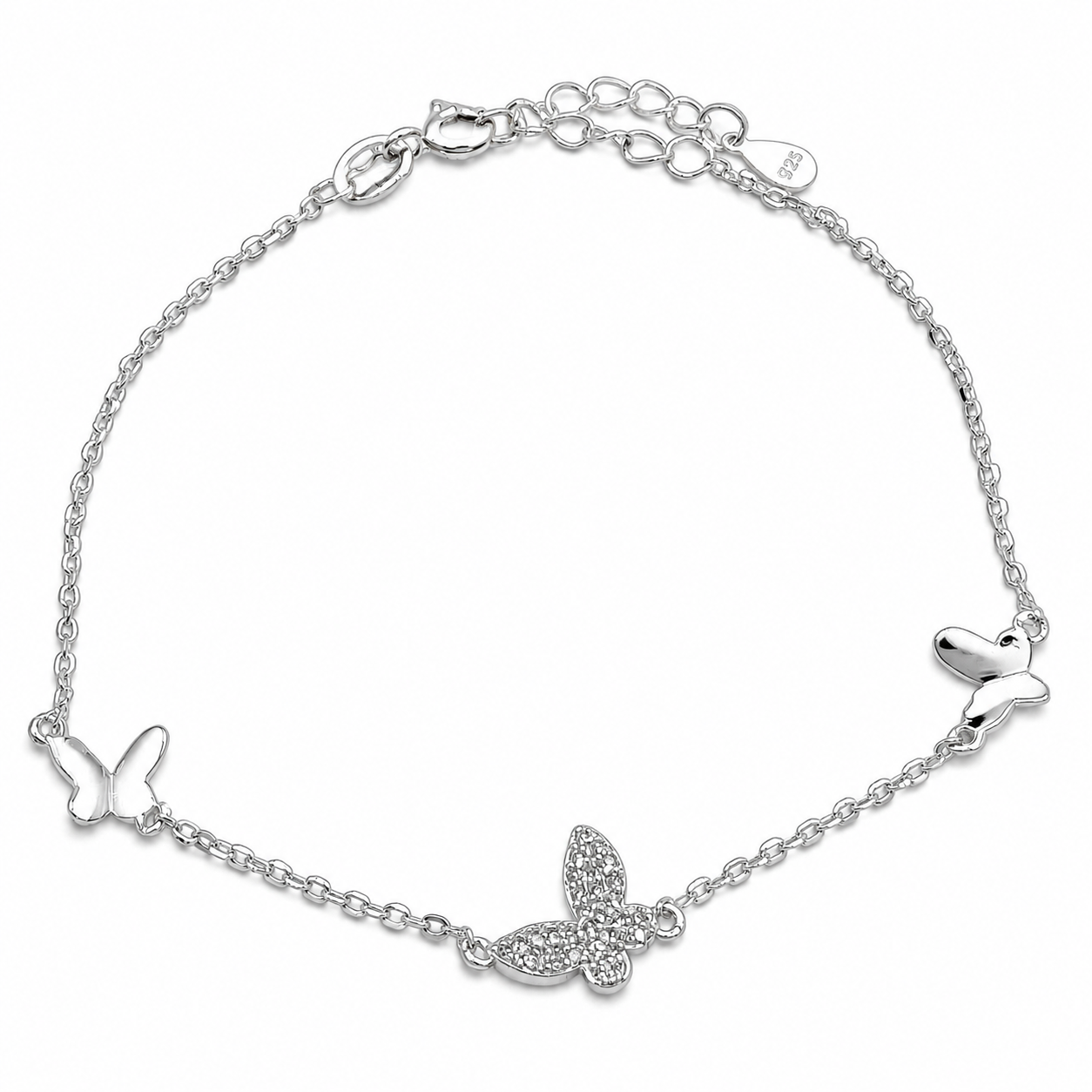 Pulsera Mariposa Blanca Plata Ley 925