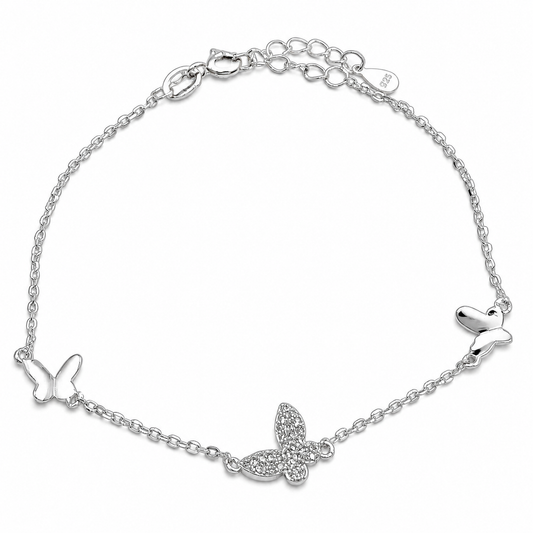 Pulsera Mariposa Blanca Plata Ley 925