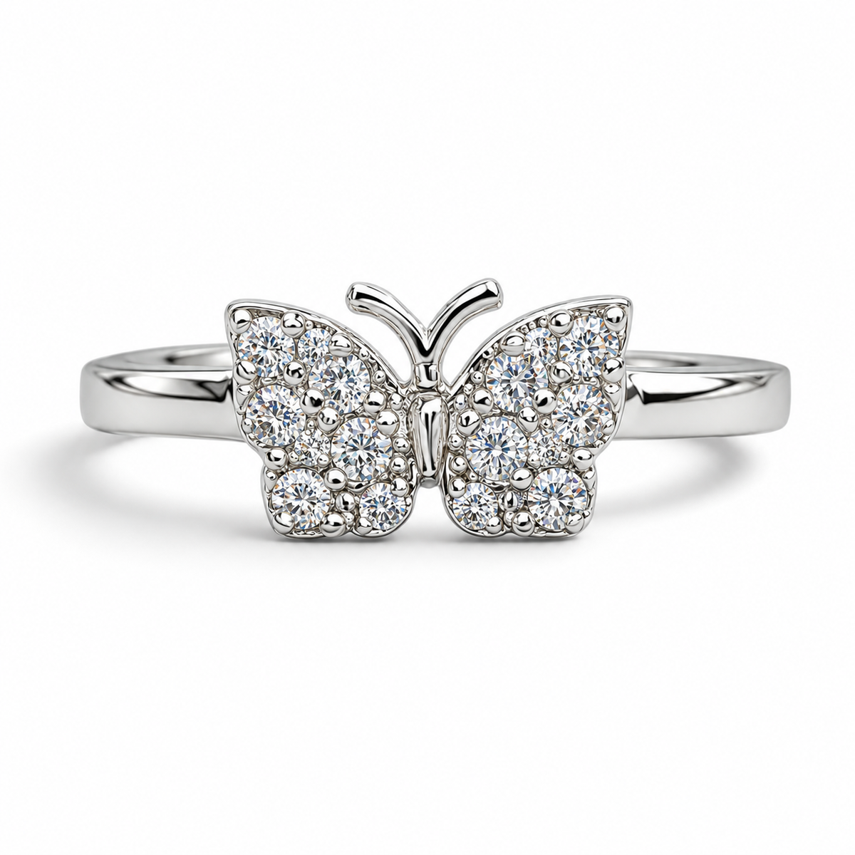 Anillo Mariposa Blanco Plata Ley 925