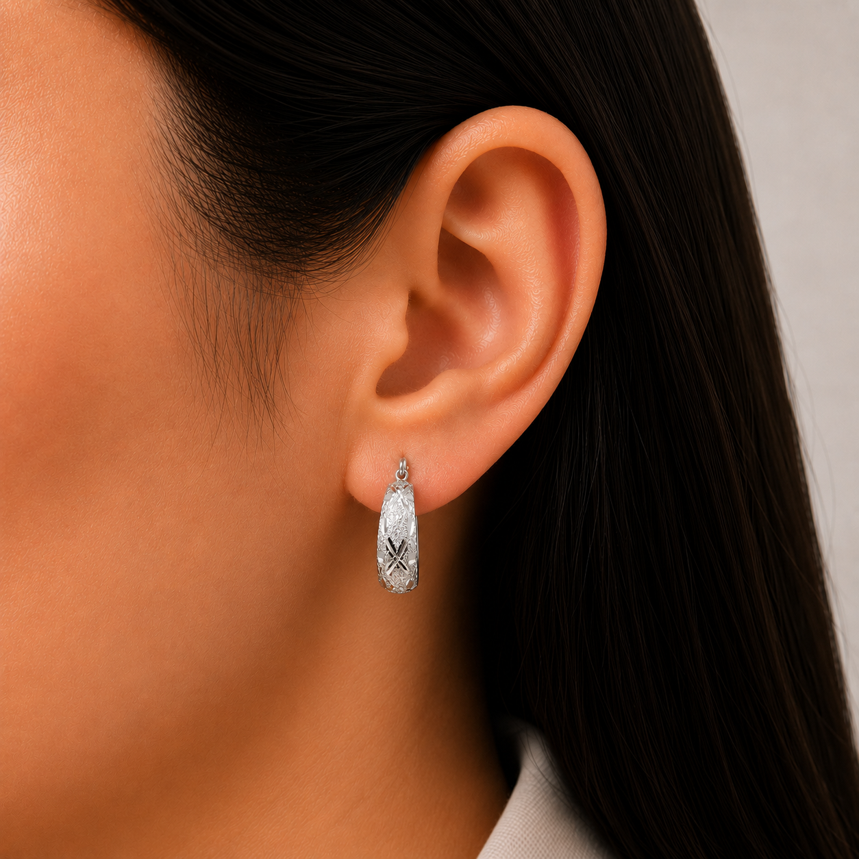 Arracada X Diamantada Plata Ley 925
