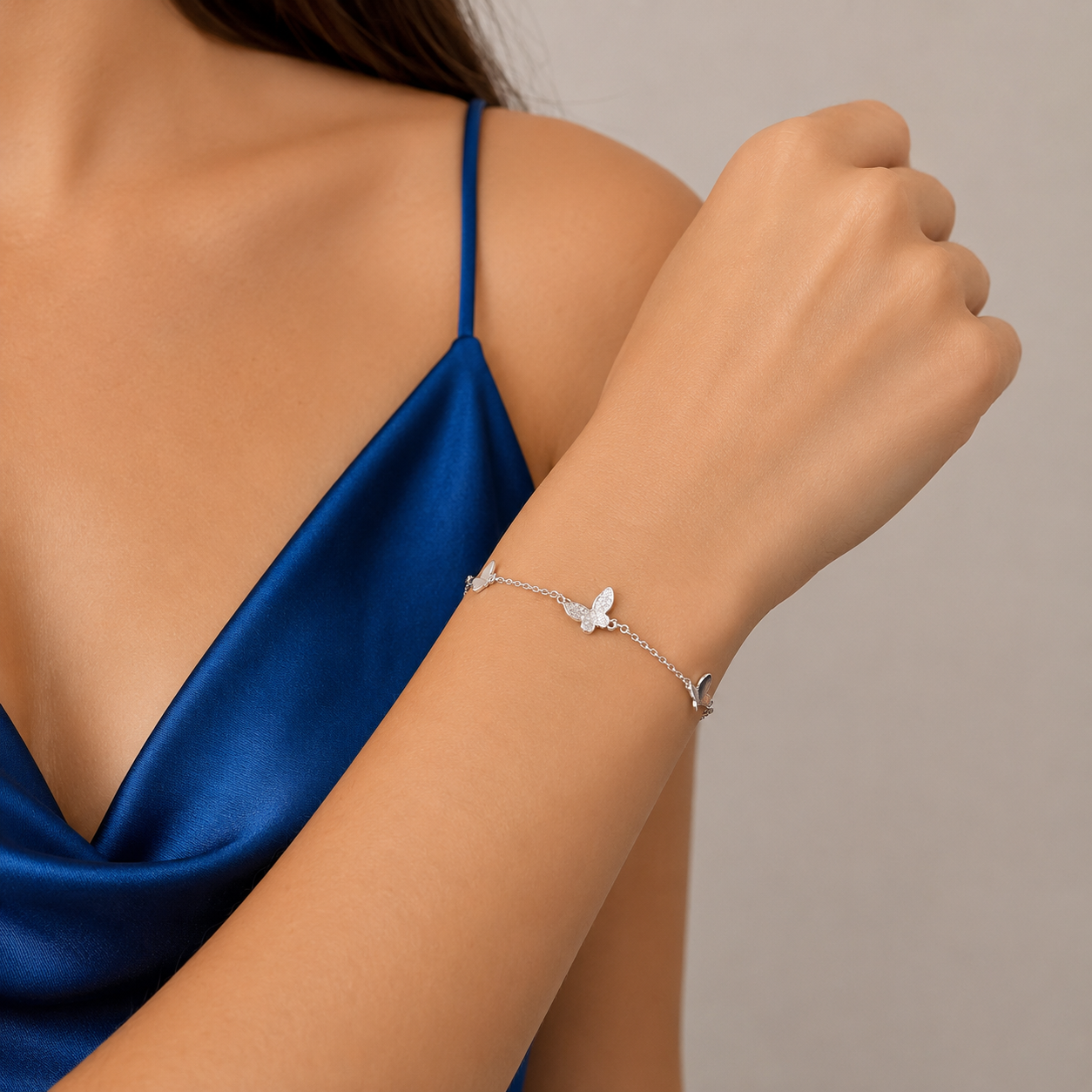 Pulsera Mariposa Blanca Plata Ley 925