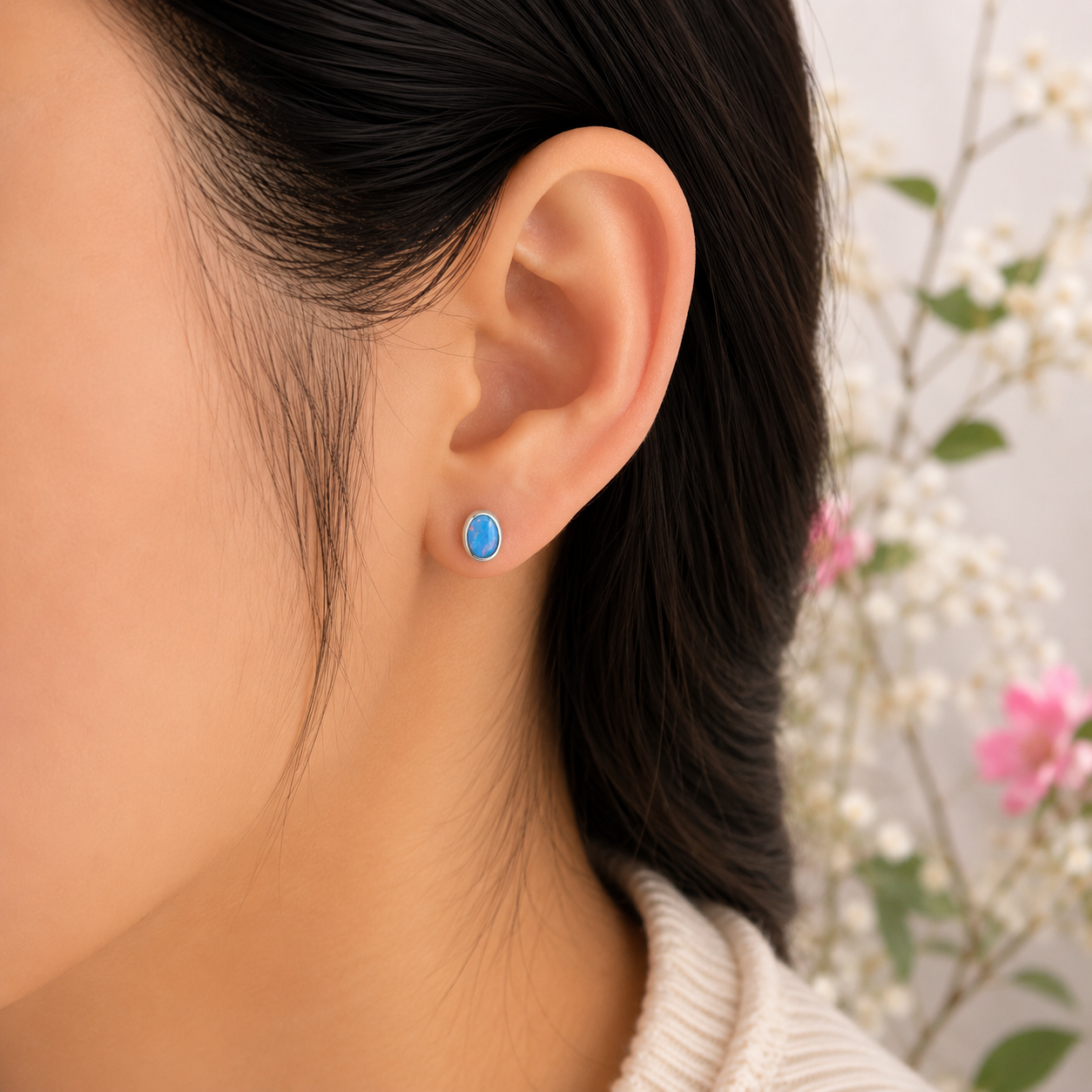 Arete Azul Cielo Plata Ley 925