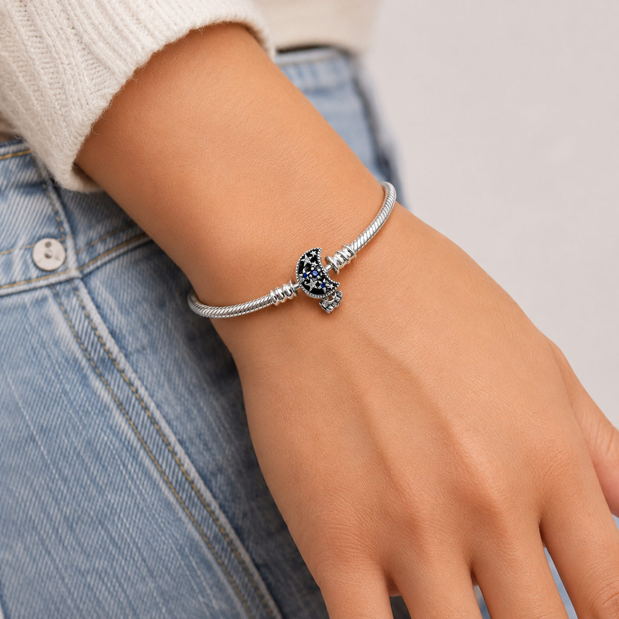 Pulsera Luna Pan 3mm Plata Ley 925