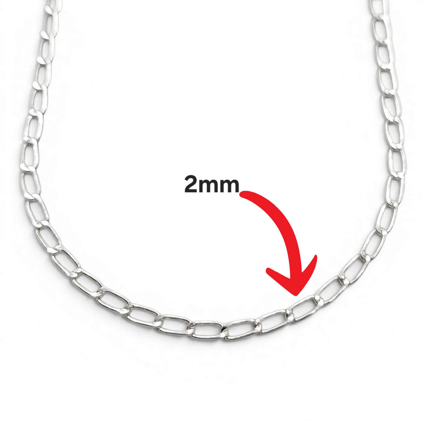 Cadena Eslabon 2mm Plata Ley 925