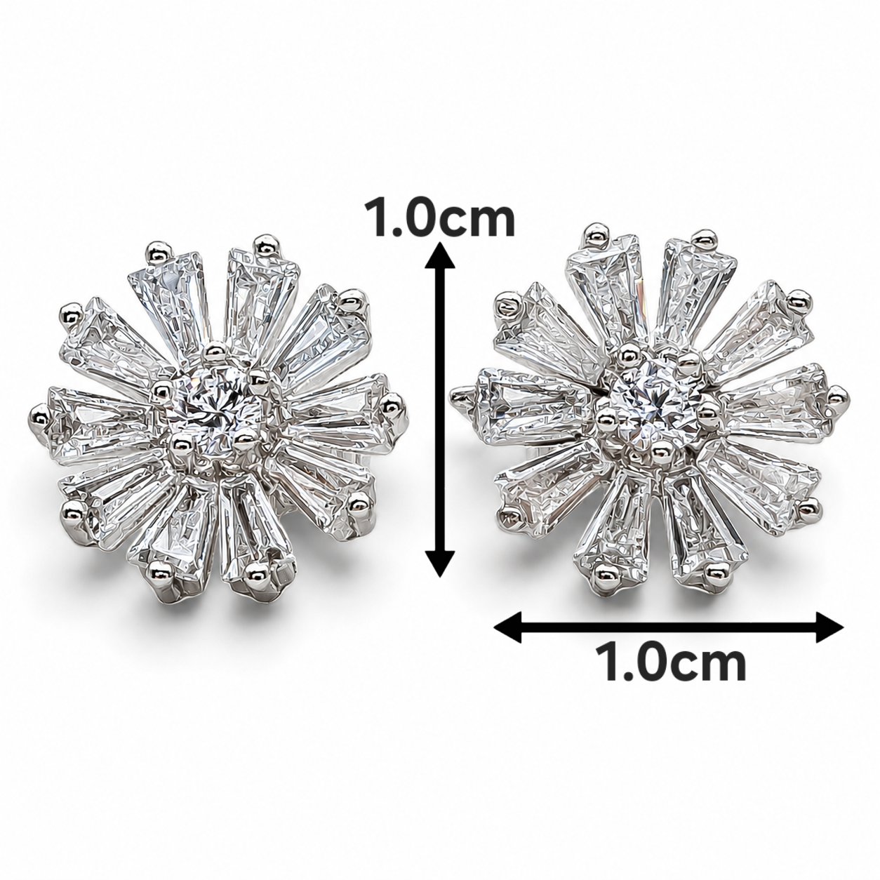 Arete Flor Zirconia Blanca Plata Ley 925