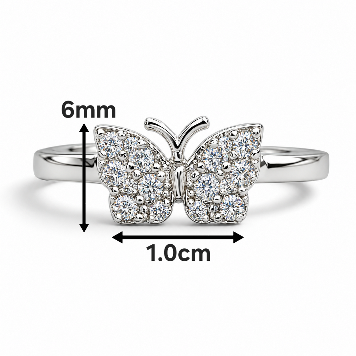 Anillo Mariposa Blanco Plata Ley 925