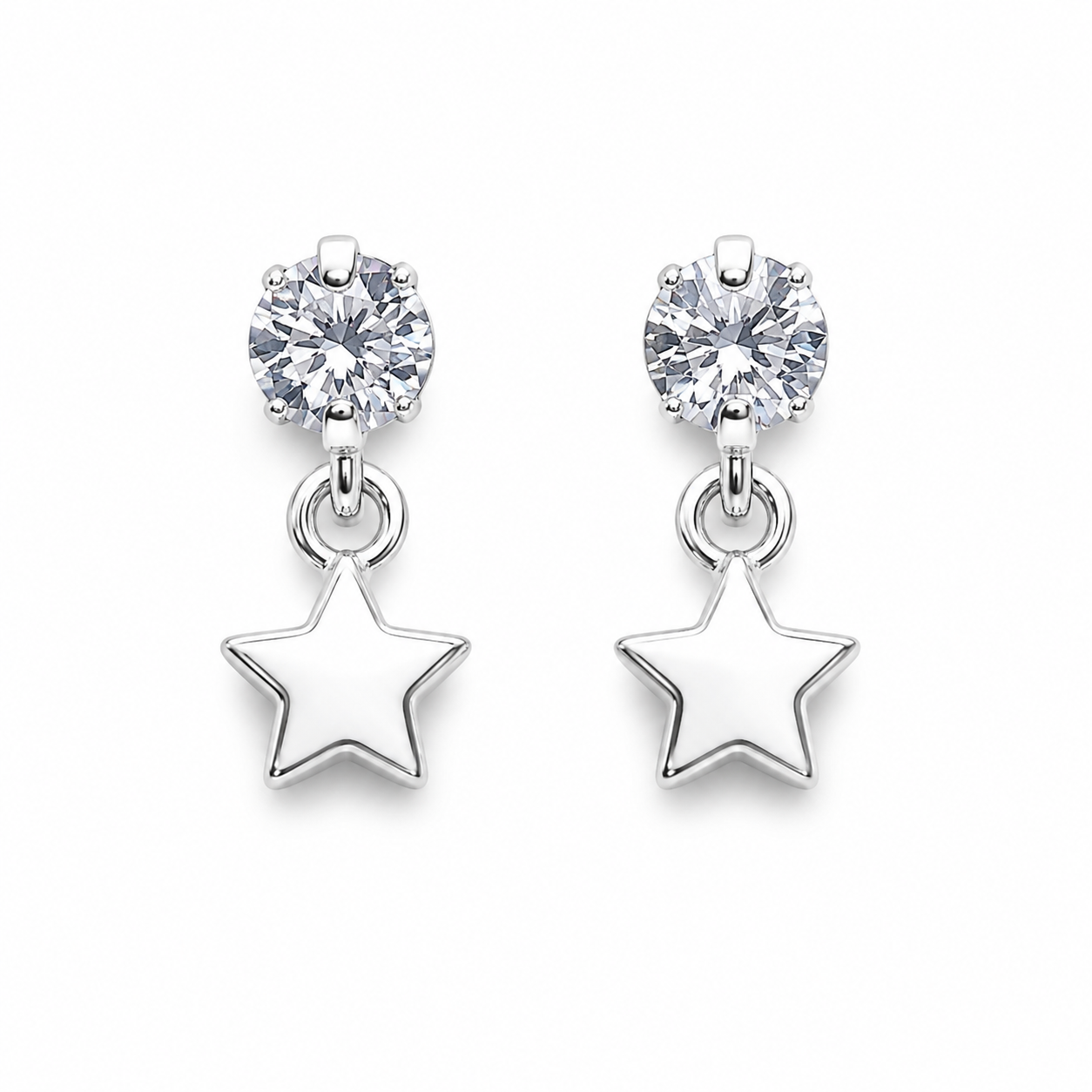 Broquel Estrellita Zirconia Plata Ley 925
