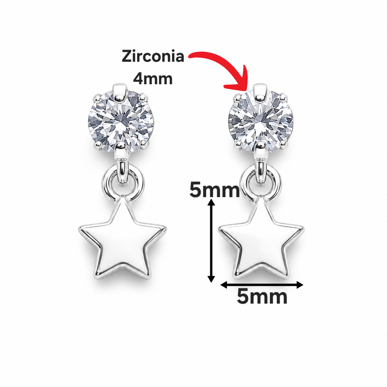 Broquel Estrellita Zirconia Plata Ley 925
