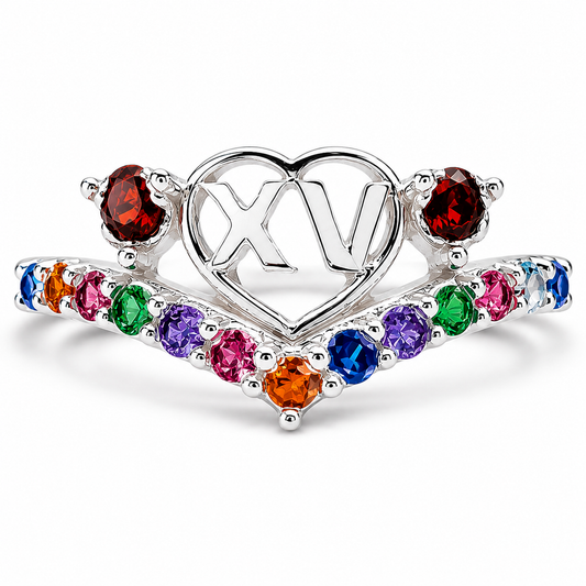 Anillo XV Años Multicolor Plata Ley 925