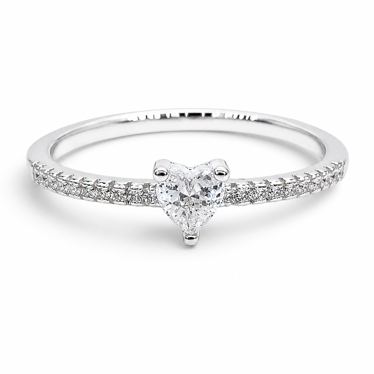 Anillo Corazon Blanco Plata Ley 925
