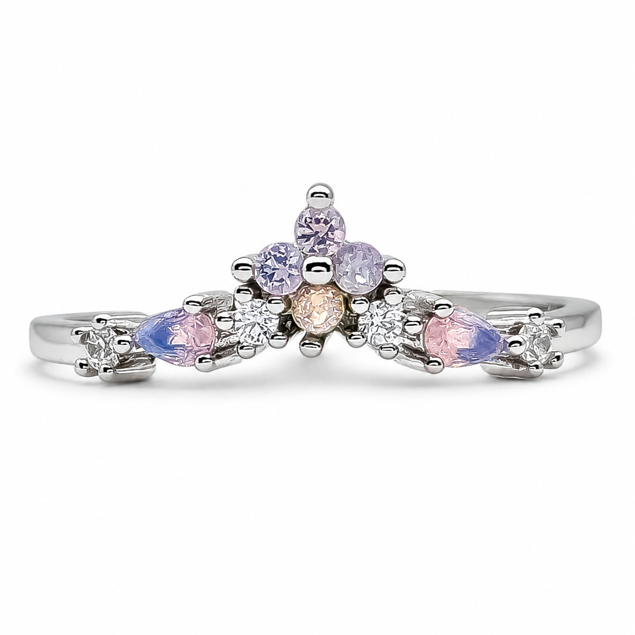 Anillo Flor Rosa Opalo Ajustable Plata Ley 925