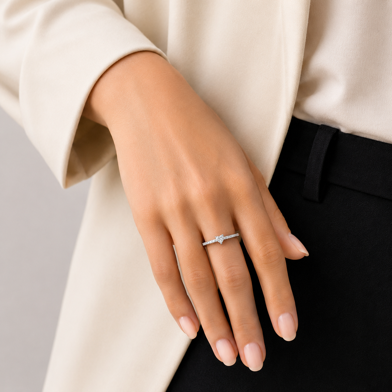 Anillo Corazon Blanco Plata Ley 925
