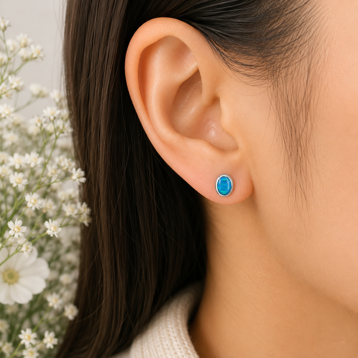 Arete Azulito Plata Ley 925