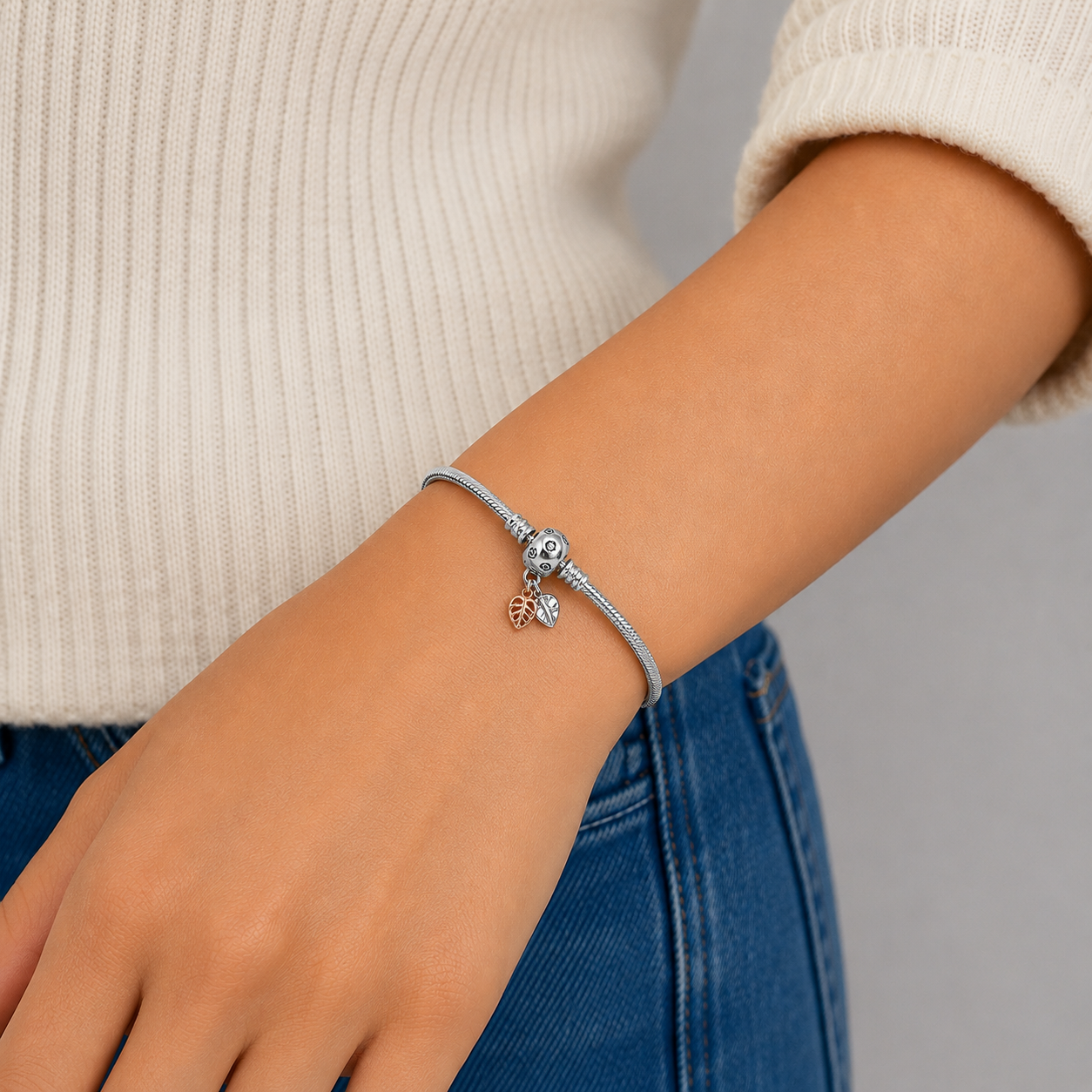 Pulsera Pan Hojitas 3mm Plata Ley 925