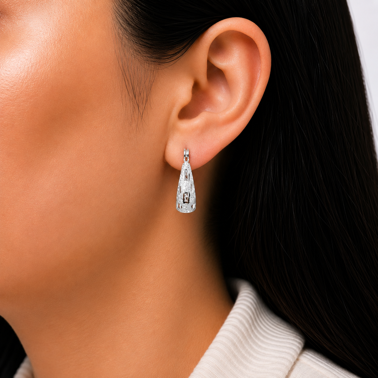 Arracada Diamantada Li Plata Ley 925