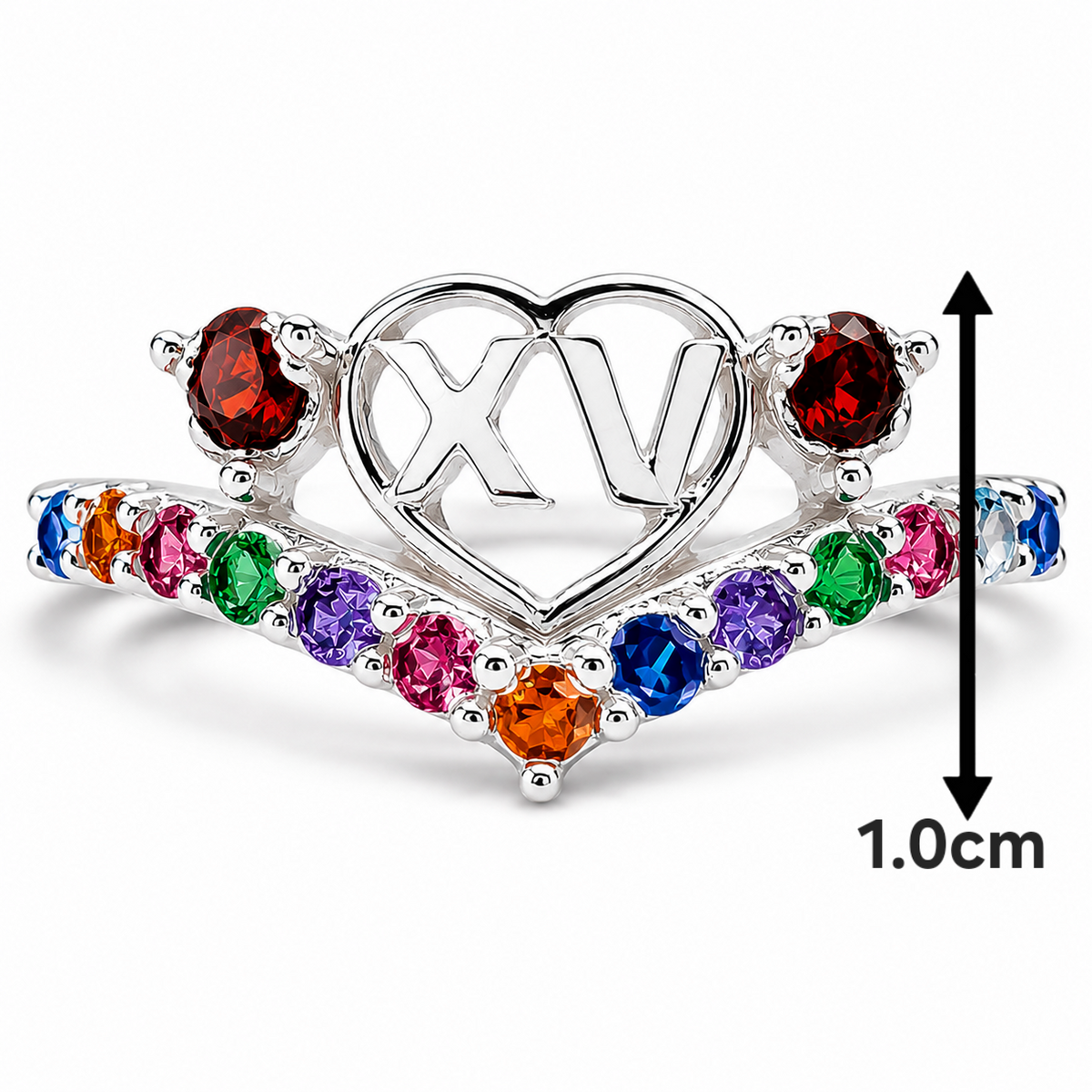 Anillo XV Años Multicolor Plata Ley 925
