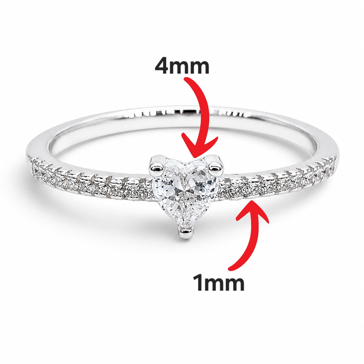 Anillo Corazon Blanco Plata Ley 925
