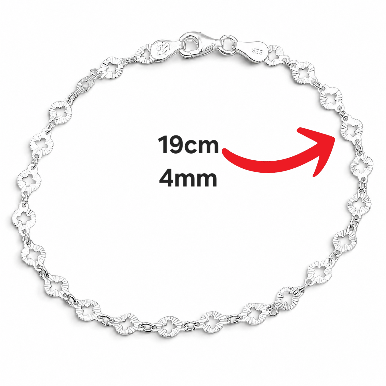Pulsera Flor Diamantada Plata Ley 925