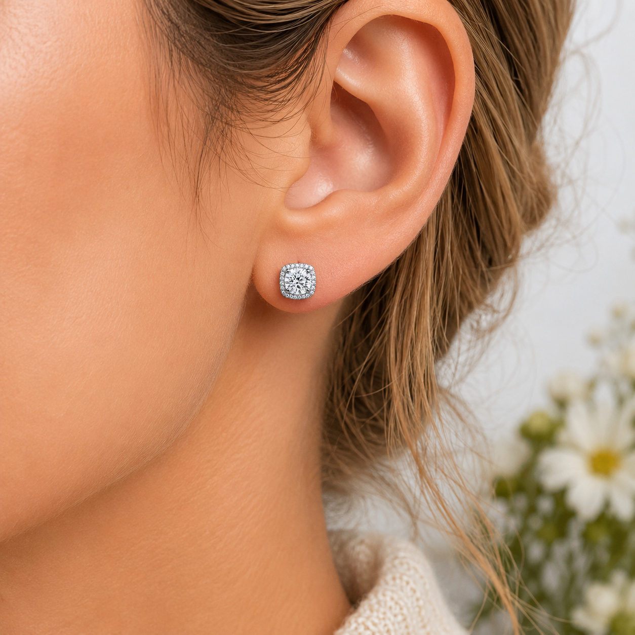 Arete Zirconia Blanca Plata Ley 925