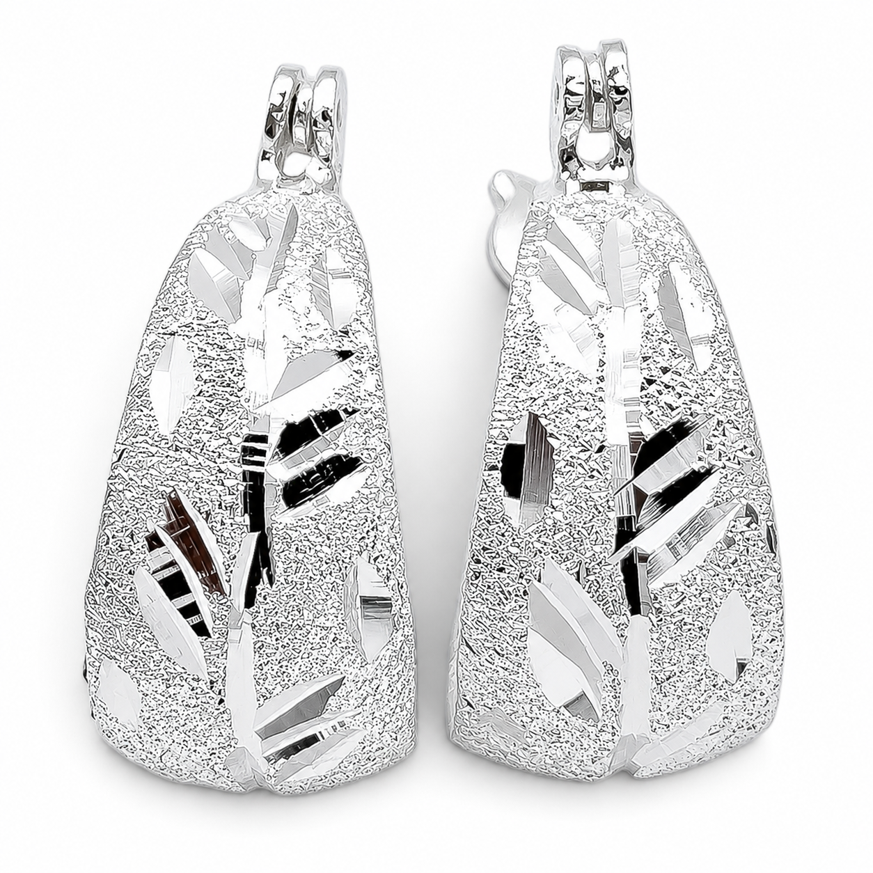 Arracada Hojita Diamantada Plata Ley 925