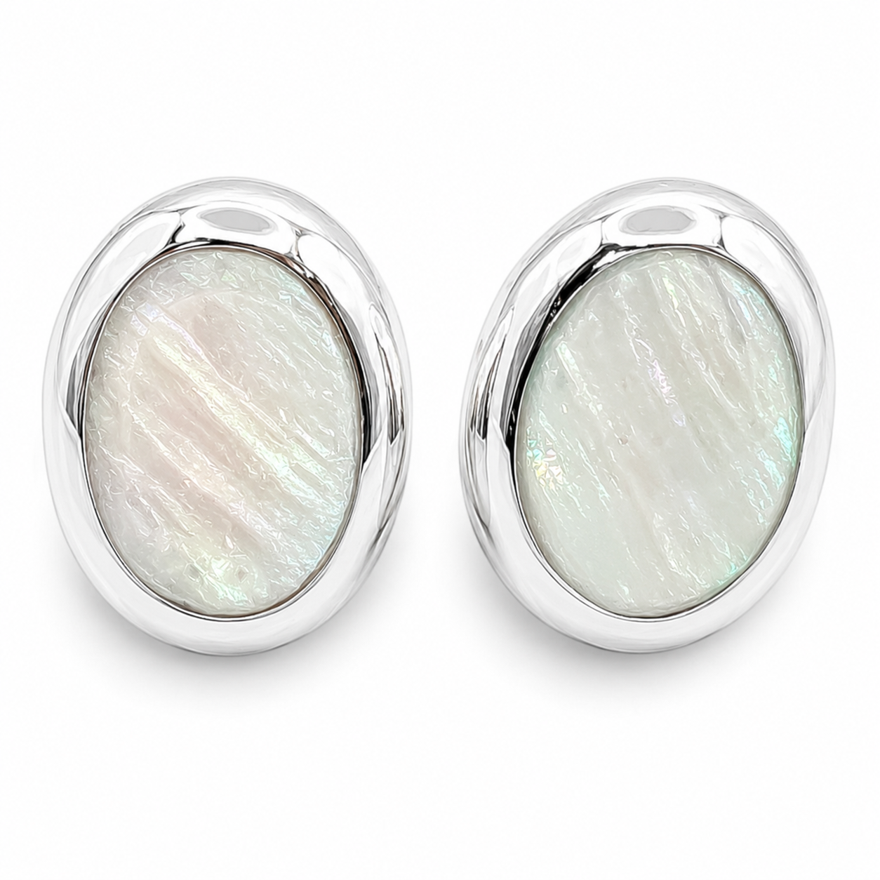 Arete Blanco Plata Ley 925