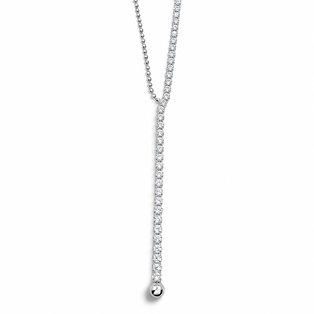 Cadena Zirconia Bolita 2mm Plata Ley 925
