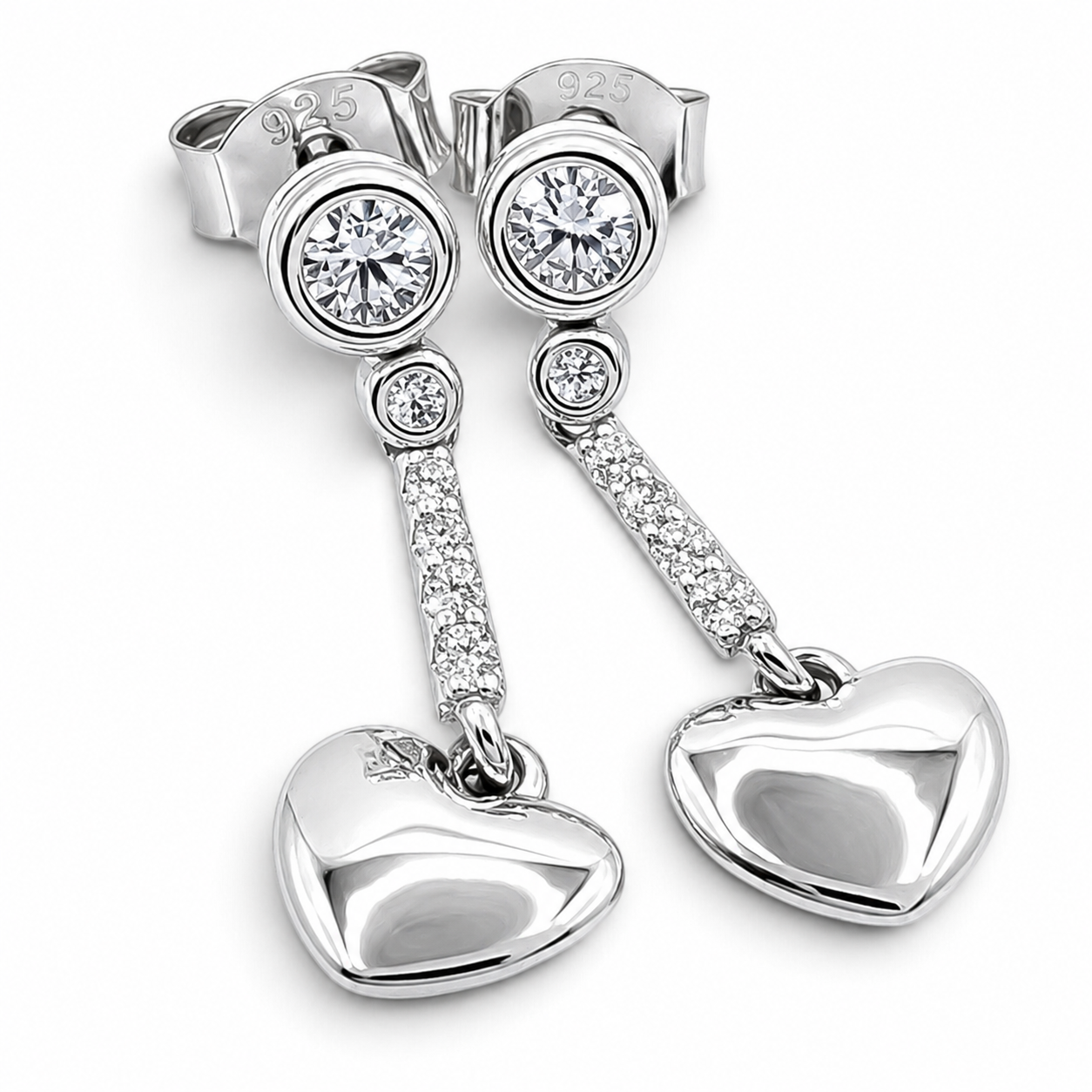 Arete Colgante Corazon Plata Ley 925