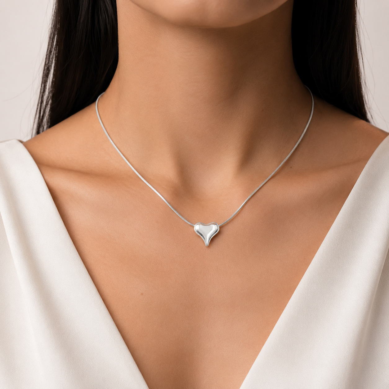 Collar Corazon Plata Ley 925
