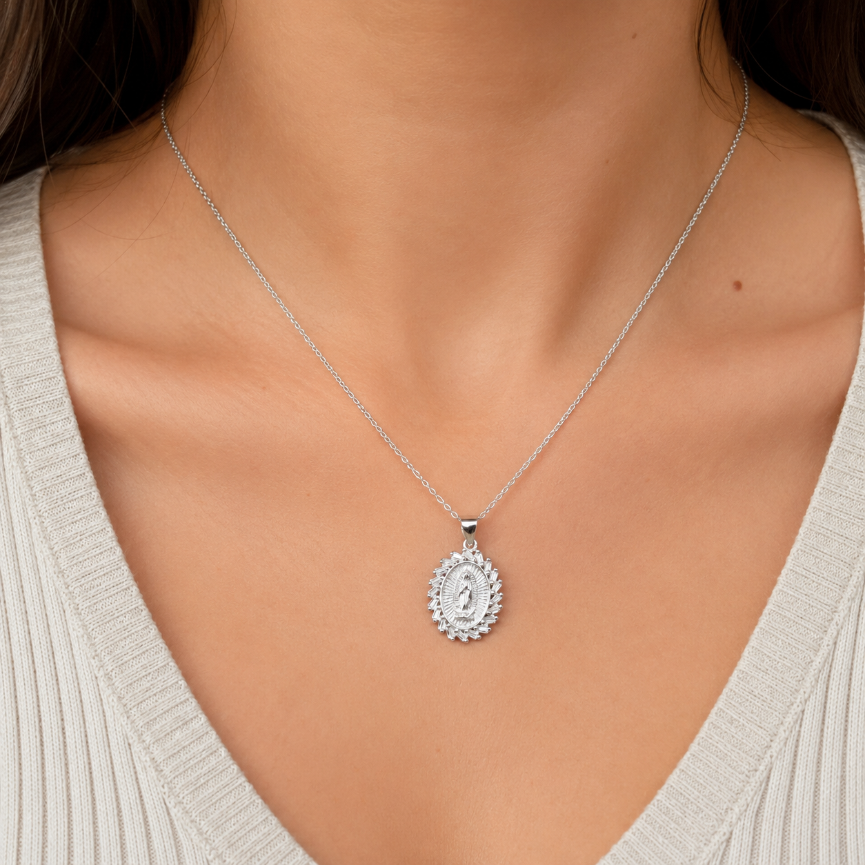 Dije Virgen Zirconia Plata Ley 925