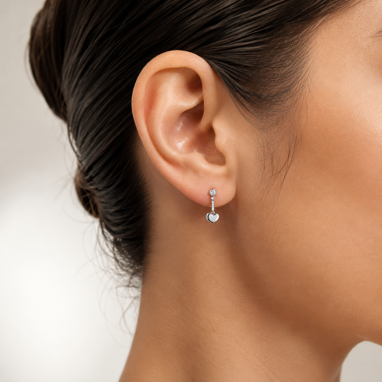 Arete Colgante Corazon Plata Ley 925