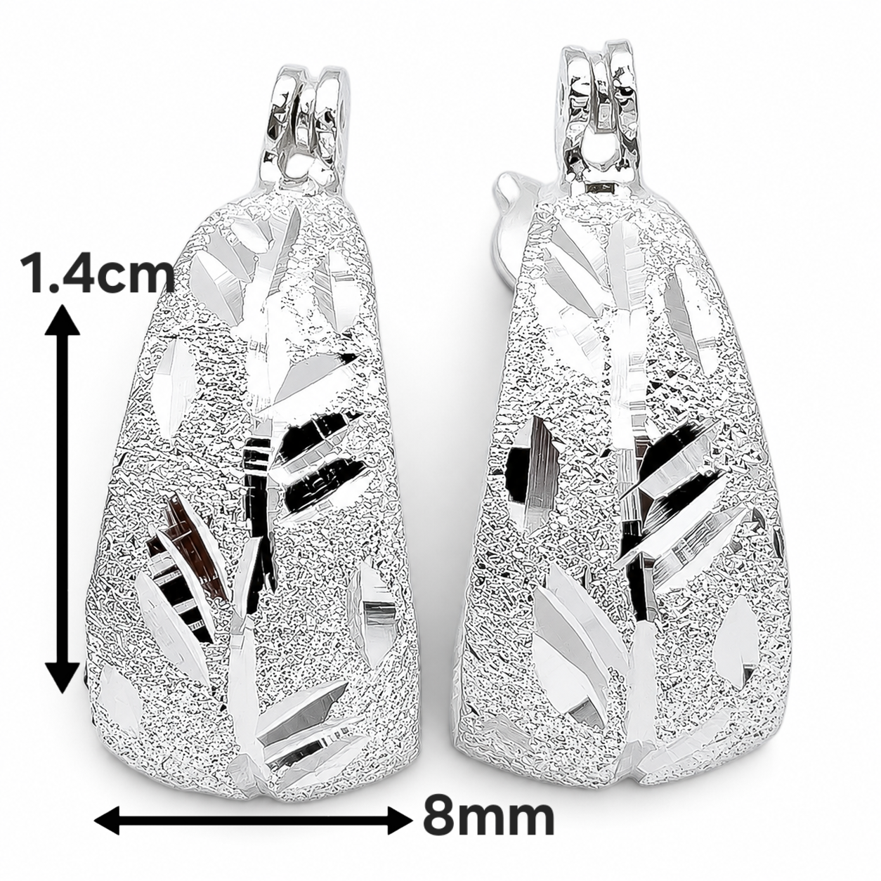 Arracada Hojita Diamantada Plata Ley 925