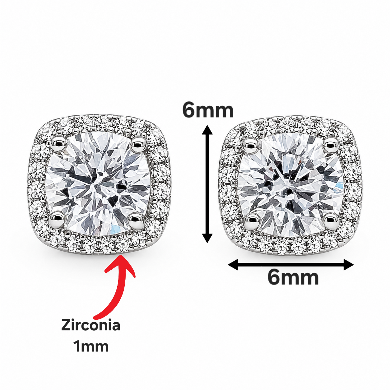Arete Zirconia Blanca Plata Ley 925