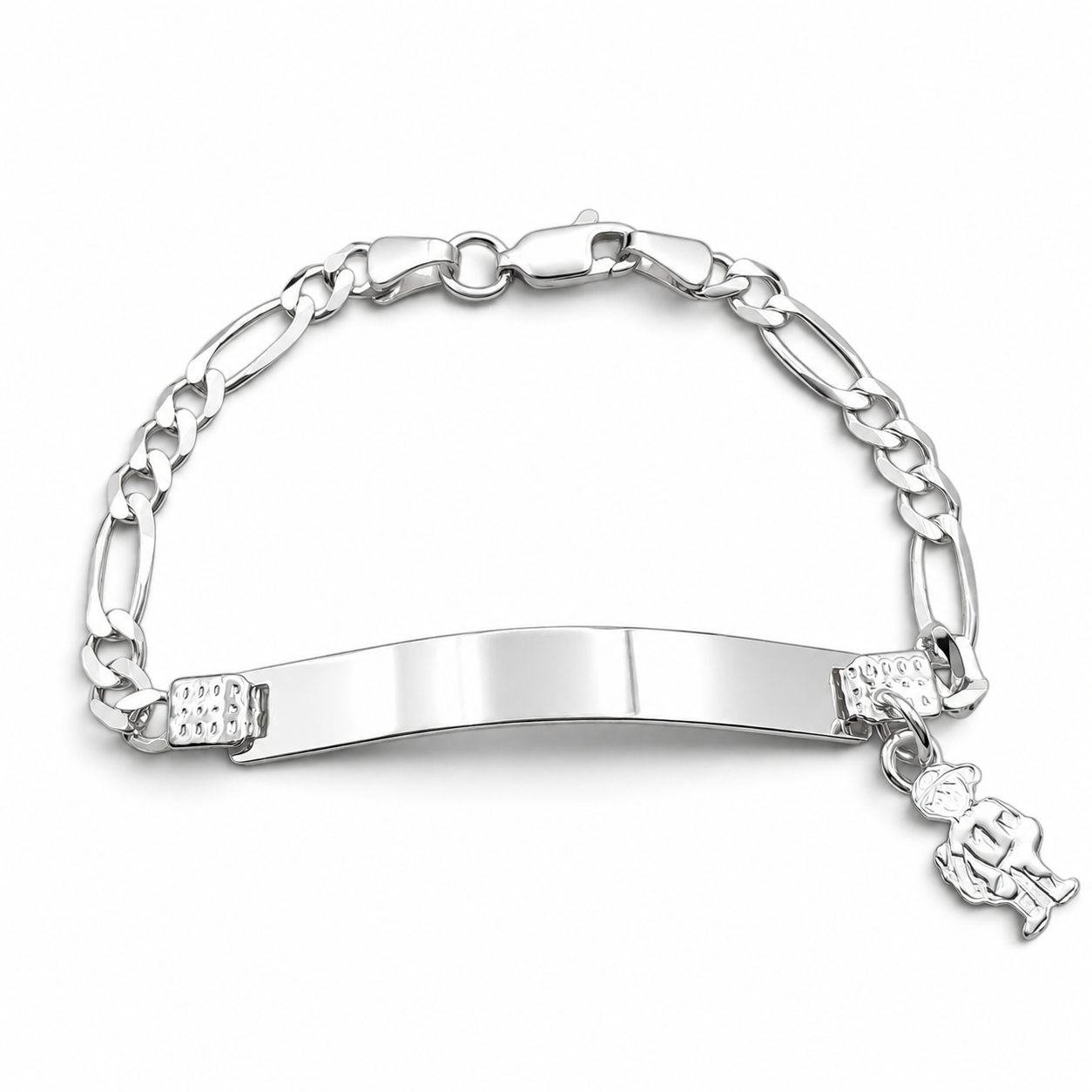 Esclava Figaro Lisa con Niño 4mm Plata Ley 925