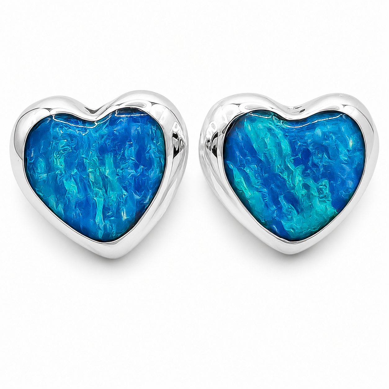 Arete Corazon Aqua Plata Ley 925