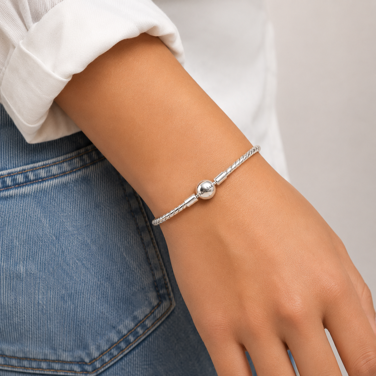 Pulsera Bola Pan 3mm Plata Ley 925