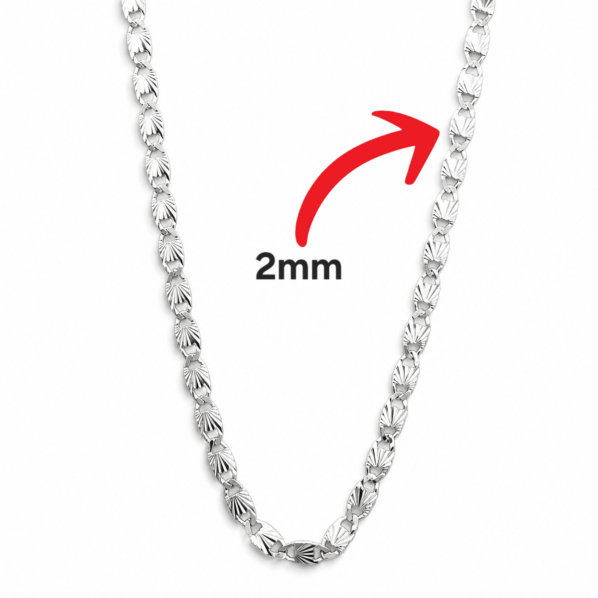 Cadena Planchada 2mm Plata Ley 925