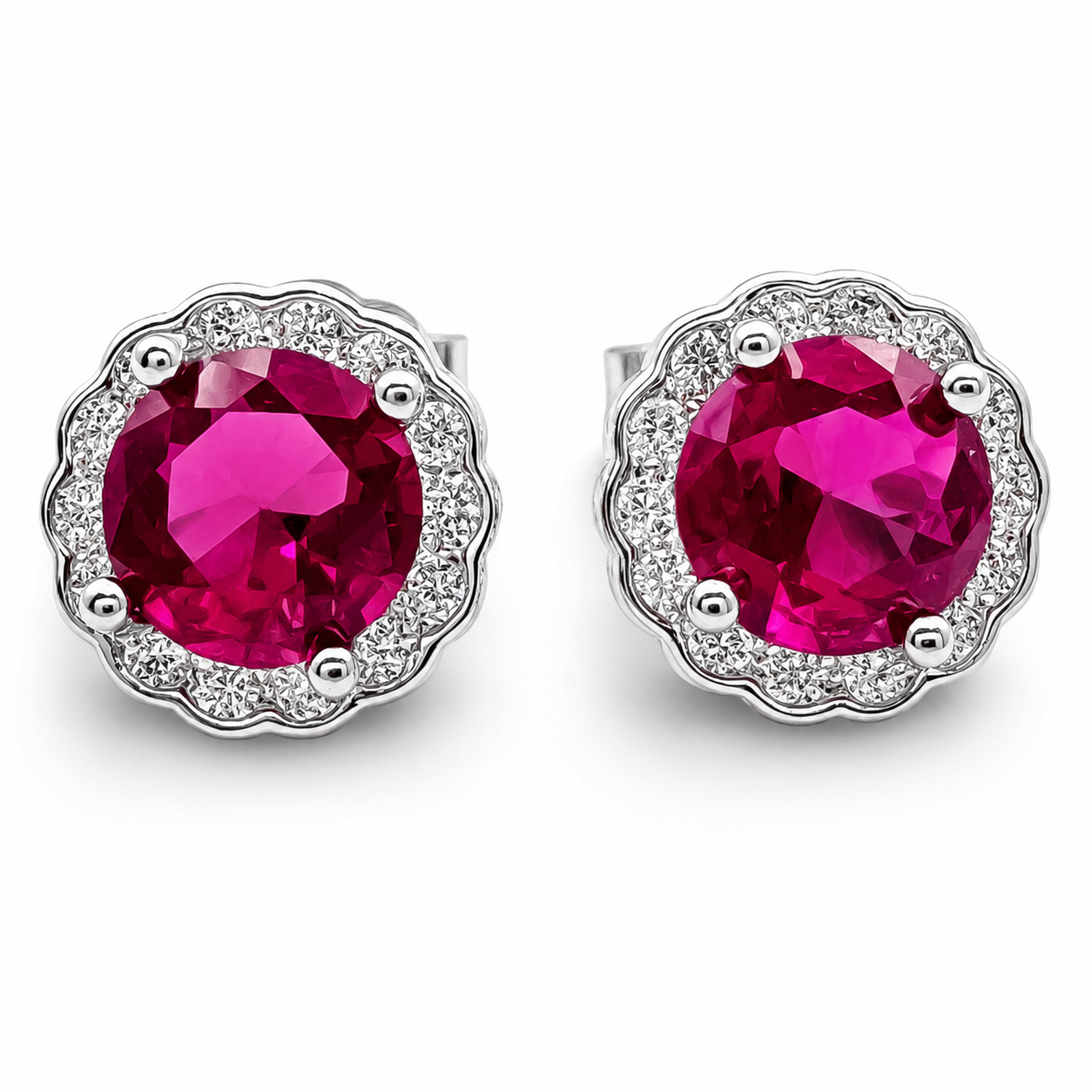 Arete Zirconia Rojo Plata Ley 925