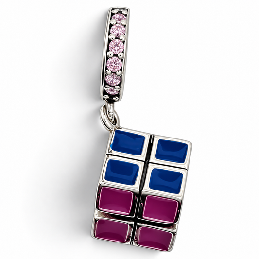 Charm Cubo Rubik Zirconia Plata Ley 925