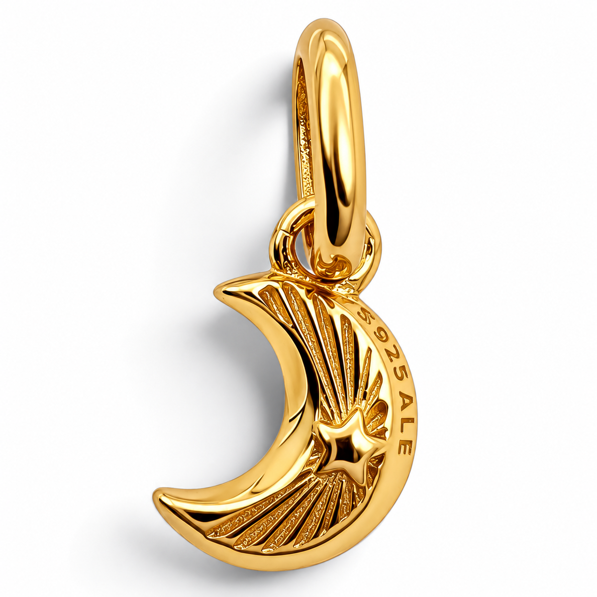Charm Luna Mini Dorada Plata Ley 925