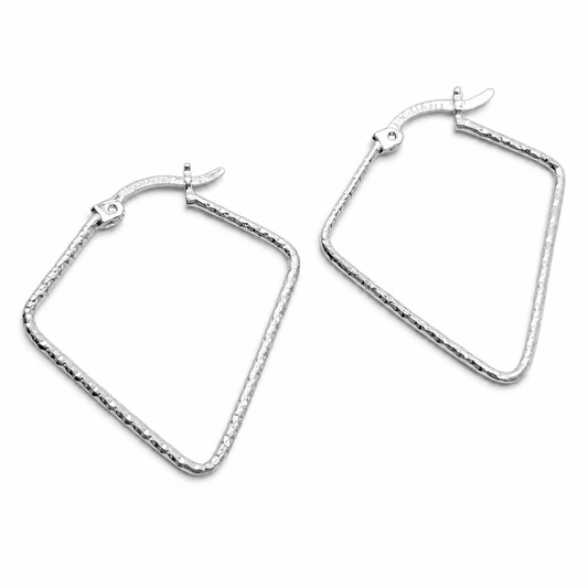 Arracada Tipo Cuadro Plata Ley 925